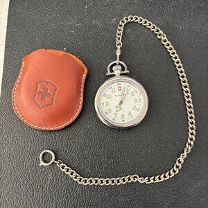 Victorinox Swiss Army Pocket Watch with leather case